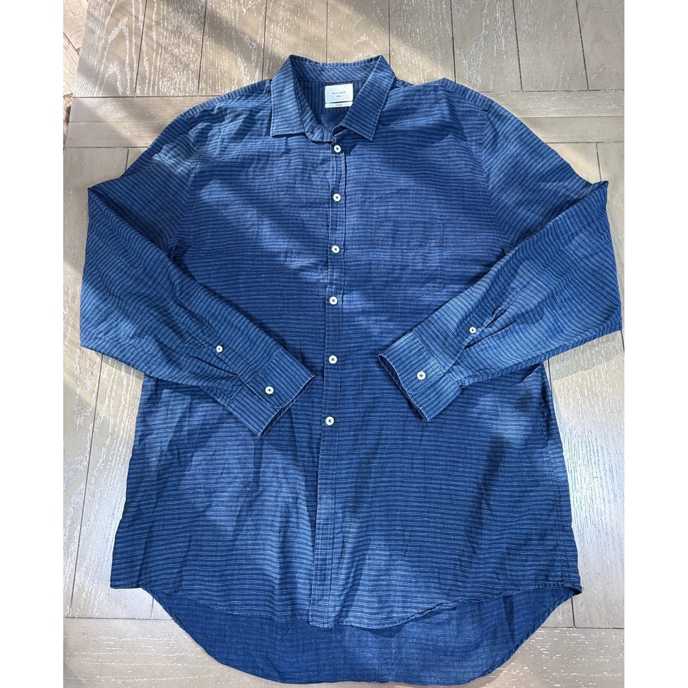 Billy Reid Standard Shirt Mens XXL Blue Stripe Button Down Long Sleeve Huckberry